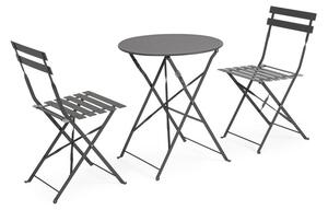 Set da pranzo da giardino color antracite in acciaio per 2 persone Austin – Bizzotto