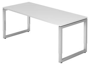 Bümö Scrivania Serie-R - Decorazione: bianco, struttura: argento, dimensioni: 180 x 80 cm