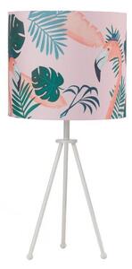 FLAMINGO LAMPADA DA TAVOLO H57 MODERNA BASE TREPPIEDI CON DIFFUSORE IN TESSUTO ROSA DECORATO