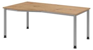 Scrivania bümö Serie H - Struttura: argento, finitura: rovere nodato, dimensioni: 180 x 100 cm
