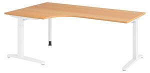 Bümö Scrivania Serie-XB - Decorazione: faggio, dimensioni: scrivania angolare 200 x 120 cm, struttura: bianco