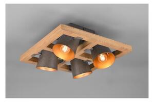 BELL PLAFONIERA VINTAGE IN LEGNO QUADRATA CON 4 SPOT IN METALLO ORIENTABILI CM 39X39