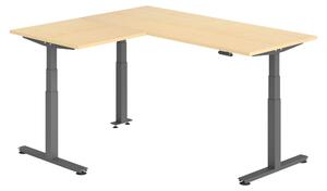 Scrivania angolare bümö regolabile elettricamente in altezza, forma a L - Decorazione: acero, struttura: grafite, dimensioni: scrivania angolare 180 x 160 cm