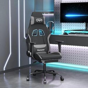Sedia da gaming con funzione massaggio e poggiapiedi, sedia da ufficio ergonomica in tessuto, disponibile in nero e grigio chiaro, regolabile in altezza con funzione inclinabile e schienale regolabile, ideale per l'ufficio domestico e altro