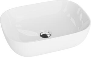 LAVITA Lavabo da appoggio Costa | Lavabo da appoggio rettangolare | Lavabo senza troppopieno e foro per rubinetto | In porcellana di alta qualità | Lavabo | 46x32,5x13,5 cm | Bianco lucido