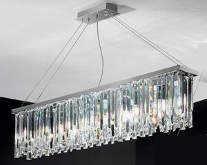 BATIDA SOSPENSIONE MODERNA 8 LUCI CROMO L110 CM CON PENDAGLI DECORATIVI IN CRISTALLO