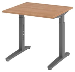 Scrivania bümö serie XB - Dimensioni: 80 x 80 cm, struttura: grafite, decorazione: noce