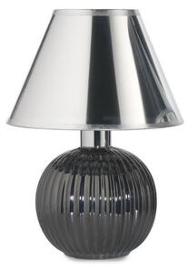 LAMPADA DA TAVOLO H36 IN CERAMICA RIGATA FINITURA PLATINO CON PARALUME IN PVC COLOR ARGENTO