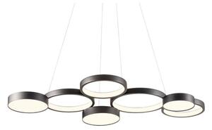 CRONOS SOSPENSIONE MODERNA 7 CERCHI BRONZO, NERA O BIANCA LED 65W LUCE 3000K DIMMERABILE