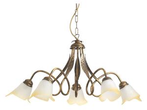 LAMPADARIO 5 LUCI STILE CLASSICO IN METALLO AVORIO O BRONZO DIAMETRO CM 75