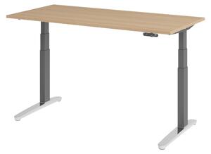 Scrivania elettrica bümö XBHM - Dimensioni: 160 x 80 cm, finitura: rovere, struttura: grafite/alluminio lucido