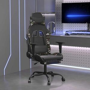 Sedia da gaming con funzione massaggio e poggiapiedi, rivestita in ecopelle, colore nero mimetico, dimensioni 66x56x120-131 cm. Sedia girevole adatta per la casa, l'ufficio, lo studio e la sala giochi