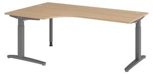 Bümö Scrivania Serie-XB - Struttura: grafite, dimensioni: scrivania angolare 200 x 120 cm, decorazione: rovere