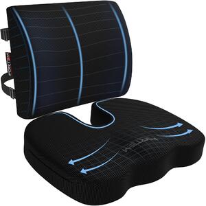 Cuscino lombare e supporto per la schiena per sedia da ufficio, in memory foam, antiscivolo, adatto per gaming e auto