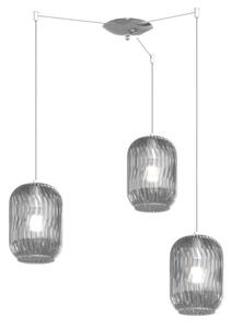 TENDER SOSPENSIONE 3 LUCI CON DECENTRO IN METALLO CROMO O BIANCO CON DIFFUSORI IN VETRO COLORATO