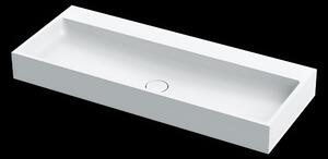 VIGOUR white V4 lavabo Lavabo per mobili 120 cm solid surface senza foro per rubinetto Scarico permanente, bianco opaco