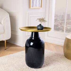 Tavolino ausiliario riess-ambiente ELEGANCIA, 50 cm, dorato anticato, nero, in ferro, forma rotonda