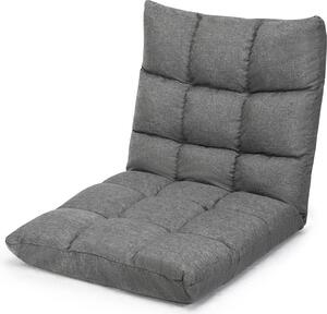 Sedia da terra regolabile COSTWAY, sedia da terra imbottita, cuscino da terra con schienale, sedia da meditazione sedia da finestra (grigio)