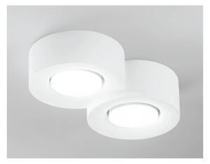 PLAFONIERA A DUE LUCI TONDEGGIANTE IN GESSO BIANCO VERNICIABILE LAMPADINE ATTACCO GX53