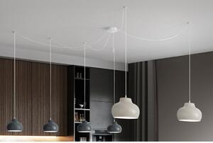 CEPA SOSPENSIONE DECENTRATA 6 LUCI IN CERAMICA GRIGIA E SABBIA DESIGN MODERNO