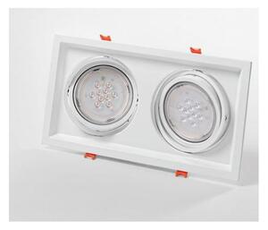 703 FARETTO DOPPIO ORIENTABILE DA INCASSO IN METALLO BIANCO CON PORTALAMPADE PER LAMPADINA GU10-AR111