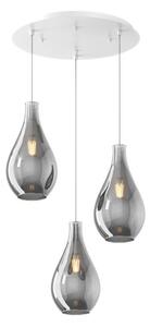 DROP 2.0 SOSPENSIONE ROTONDA 3 LUCI BIANCA CON DIFFUSORI A GOCCIA IN VETRO COLORATO DESIGN MODERNO