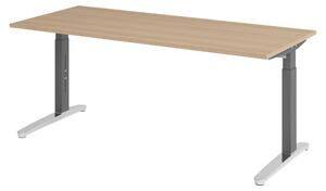 Scrivania bümö serie XB - Dimensioni: 180 x 80 cm, finitura: rovere, struttura: grafite/alluminio lucido