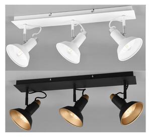 ROXIE FARETTO A SOFFITTO 3 LUCI VINTAGE CON SPOT ORIENTABILI METALLO NERO E ORO OPPURE BIANCO LAMPADINE 3XE14