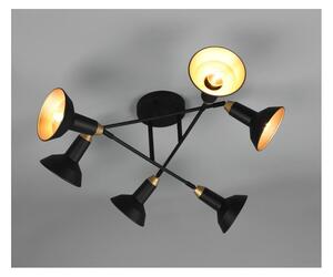 ROXIE PLAFONIERA VINTAGE 6 LUCI METALLO NERO E ORO DIFFUSORI ORIENTABILI LAMPADINE 6XE14