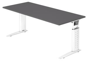 Bümö Scrivania Serie-U - Decorazione: grafite, dimensioni: 180 x 80 cm, struttura: bianco