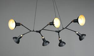 ROXIE LAMPADARIO 7 LUCI VINTAGE METALLO NERO E ORO DIFFUSORI ORIENTABILI LAMPADINE 7XE14