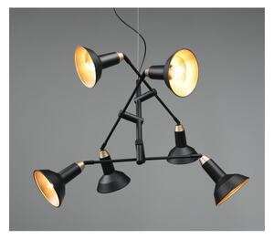 ROXIE LAMPADARIO 6 LUCI VINTAGE METALLO NERO E ORO DIFFUSORI ORIENTABILI LAMPADINE 6XE14