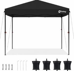 Sekey gazebo pieghevole 3x3 impermeabile, gazebo pop-up con 4 sacchi di sabbia, protezione UV 50+ gazebo e tendoni per feste, nero