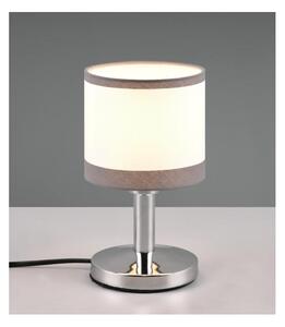 DAVOS LUMETTO MODERNO CON INTERRUTTORE TOUCH IN TESSUTO BIANCO CON BORDO GRIGIO LAMPADINA 1XE14