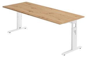Scrivania bümö Serie O - Finitura: rovere nodoso, struttura: bianco, dimensioni: 200 x 80 cm