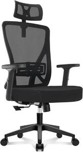Sedia da ufficio ergonomica con supporto per la testa e la zona lombare, sedia da scrivania regolabile in altezza con schienale in rete, braccioli regolabili, sedia girevole per l'ufficio domestico e l'ufficio, con portata massima di 150 kg