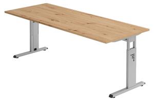 Scrivania bümö Serie O - Struttura: argento, finitura: rovere nodoso, dimensioni: 200 x 80 cm