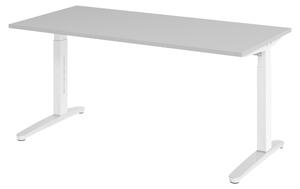 Scrivania bümö serie XB - Dimensioni: 160 x 80 cm, finitura: grigio, struttura: bianco/alluminio lucido