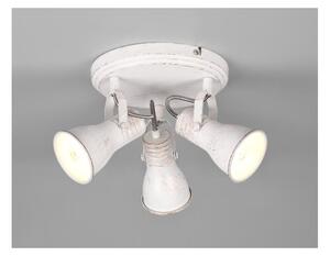 STEAM PLAFONIERA 3 LUCI VINTAGE ROTONDA CON SPOT ORIENTABILI IN METALLO BIANCO ANTICATO LAMPADINE ATTACCO E14