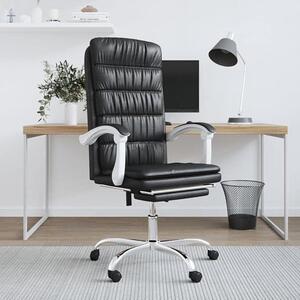 Sedia da ufficio con funzione reclinabile, nera, in ecopelle, regolabile in altezza, girevole, sedia ergonomica per ufficio, ideale per l'home office o lo studio, dotata di rotelle e poggiapiedi