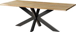 MASSIVMOEBEL24 | Tavolo da pranzo in legno di mango e resina epossidica nera 240x100x74 laccato natur / gambe incrociate antracite matt EPOXY
