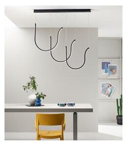 ARQUA SOSPENSIONE LINEARE CON TRE ELEMENTI CURVI IN METALLO ORO O NERO LED 108W LUCE 3000K DIMMERABILE MODERNA