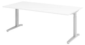 Scrivania bümö Serie XB - Decorazione: bianco, struttura: argento, dimensioni: 200 x 100 cm