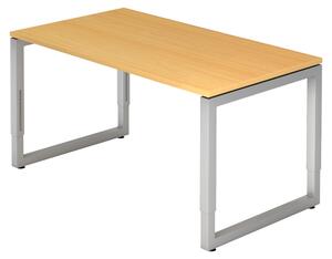 Scrivania della serie "R" di bümö: struttura in argento, impiallacciatura in noce, dimensioni: 140 x 80 cm