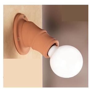 2022.4 MINI SPOT DA PARETE OBLIQUO D11 CM IN TERRACOTTA NATURALE LAMPADINA A VISTA MADE IN ITALY