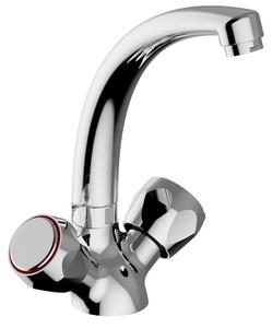 Schläfer 3431412 | Rubinetto Lavello Cucina Lavanderia Gruppo Monoforo con Vitone per Lavatoio Lavandino Manopola Tonda in Metallo Bocca Girevole Alta in Ottone Cromo