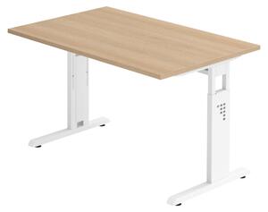 Bümö Scrivania Serie-O - Dimensioni: 120 x 80 cm, struttura: bianco, decorazione: rovere