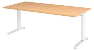 Scrivania bümö Serie XB - Finitura: faggio, dimensioni: 200 x 100 cm, struttura: bianco/alluminio lucido