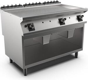 Piastra per griglia a gas Mareno M1-700 con superficie liscia cromata opaca, 120 cm