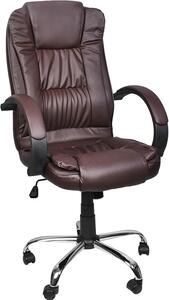 MALATEC: Sedia da ufficio confortevole, poltrona da ufficio, sedia girevole, sedia da scrivania ergonomica con rivestimento in ecopelle, colore: nero/bianco/marrone, modello 8983, colore: marrone